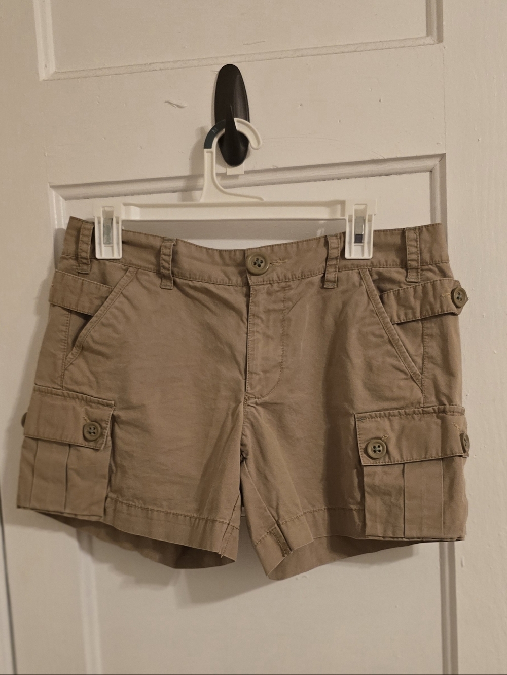 Old Navy Khaki Shorts with Red Stripe Waistband - Size 8